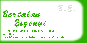 bertalan eszenyi business card